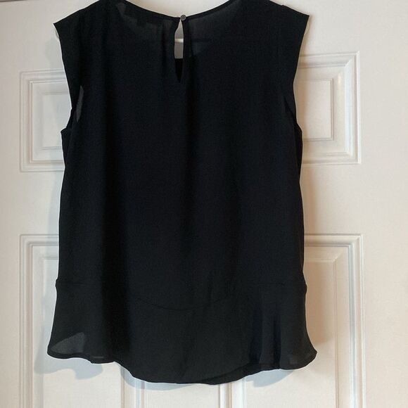 Loft Black Ruffle Sleeve and Waist Top Size Small - Picture 9 of 9